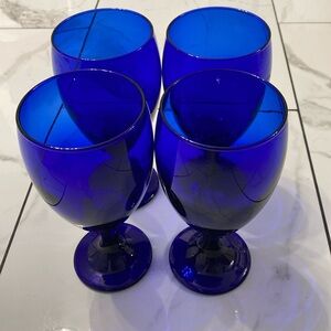 Libby cobalt blue goblet, water, wine parfait glass stemware
